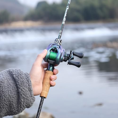 Sougayilang Fishing Rod,Light Weight 2-Section Spinning&Casting Rod,Unique Gradient Colorful Fsihing Pole for Freshwater Saltwater Great Present C1.8