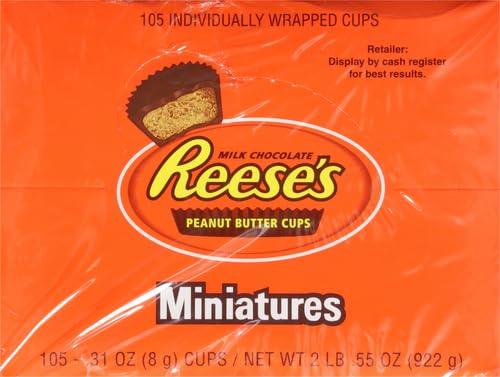 REESE'S Miniatures Milk Chocolate Peanut Butter Cups, Candy Packs, 0.31 oz (105 Pieces)