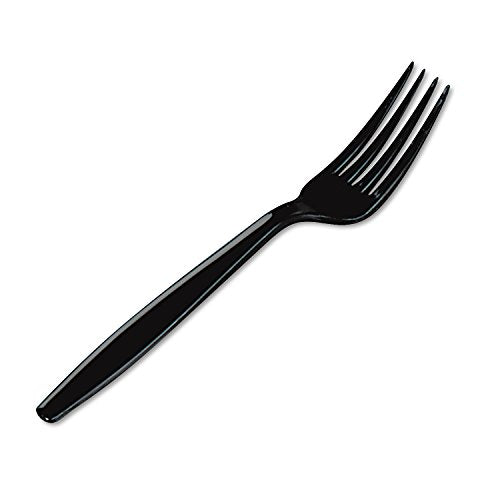 Dixie 7.13" Heavy-Weight Polystyrene Plastic Forks By GP PRO, Black, 1000 Count, FH517
