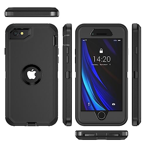 jaroco for iPhone SE Case 2022/2020/3rd/2rd,iPhone 8/7 case [Shockproof] [Dropproof] [Military Grade Drop Tested] with Non-Slip Removable Heavy Duty Full Body Phone Case 4.7 Inch-Black