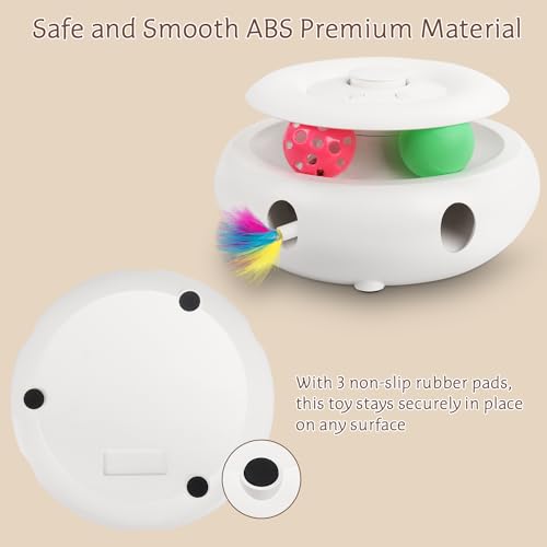 INKZOO Cat Toys Interactive Cat Toy Automatic Cat Toys for Indoor Cats, 3-in-1 Electric Cat Toy USB Rechargeable, Ambush Feather, Fluttering Butterfly, Track Balls Kitten Toy Cat Exercise Toys