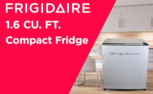 Frigidaire EFR182 1.6 cu ft Stainless Steel Mini Fridge. Perfect for Home or The Office. Platinum Series, 1.8