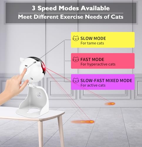 Goopow Interactive Laser Pointer Cat Toys for Indoor Cats,Cat Laser Toy Automatic for Bored Indoor Adult Cats/Kittens/Dogs,USB Rechargeable,3 Speed modes(Gray)