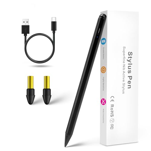 iPad Pro 12.9" 6th/5th/4th Stylus Pencil,1.5mm Palm Rejection Fine Tip Active Pen Compatible with Apple Pencil for iPad Pro 12.9-Inch 6th/5th/4th Gen Stylus for Drawing Sketching Pen Black