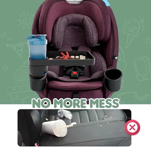 Car Seat Tray for Kids Car Snack Tray with Expandable Base for Snacks, Toys, Books, Entertainment Kids Travel Essentials Fits Most Cup Holders in 2.8''-3.2'' Diameter (1, Standard Base)