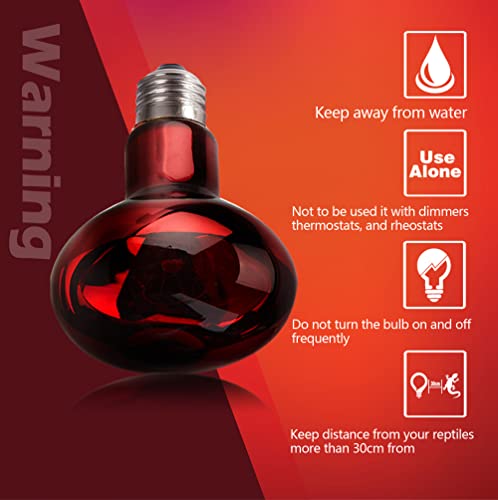 MCLANZOO 2 Pack 50w Reptile Heat Lamp Bulb Infrared Basking Spot Heat Lamp for Reptiles & Bearded Dragon Amphibian, Chicks, Dog Heating Use with Stick-on Digital Temperature Thermometer