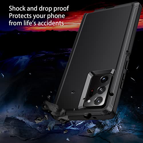 RegSun for Galaxy Note 20 Ultra Case,Shockproof 3-Layer Full Body Protection [Without Screen Protector] Rugged Heavy Duty High Impact Hard Cover Case for Galaxy Note 20 Ultra,Black