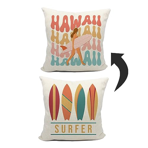 Mancheng-zi Beach Throw Pillows, Beach Pillows,Hawaii Pillows Covers 18x18,surf Room Decor,Beach Room Decor for Teen Girls,Beach Pillow Cover,Beach Decor,Coastal Decor