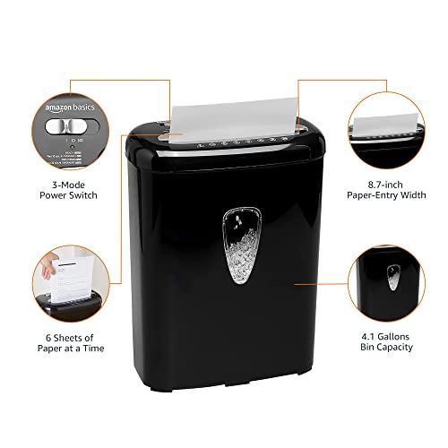 Amazon Basics 6 Sheet High Security Micro Cut Paper and Credit Card Home Office Shredder, Black