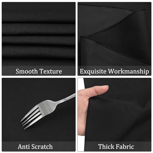 8 Pack Premium Square Tablecloth for Square or Round Table, Washable Bulk Linen Table Cloth Polyester Fabric Table Covers for Wedding Party Reception Banquet Buffet (Black, 52 x 52 Inch)