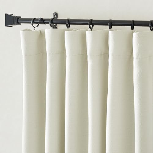 NICETOWN Bedroom Curtains 2 Panels Sets Faux Linen Textured, Pinch Pleated Room Darkening Light/Heat Blocking Window Drapes Thermal Insulated for Living Room, Angora, W50 x L120, 2 Panels