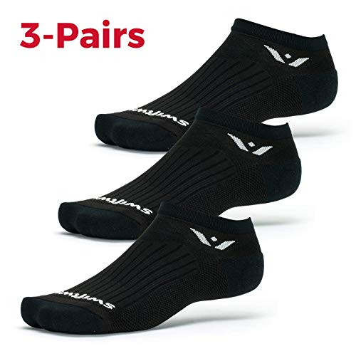 Swiftwick - PERFORMANCE ZERO (3 Pairs) Running Socks, Golf Socks, Durable, Cushioned No-Show Socks (Black, Small)