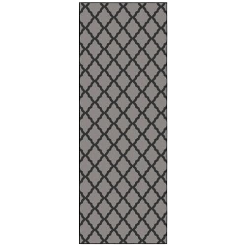 Machine Washable Moroccan Trellis Design Non-Slip Rubberback 2x5 Traditional Indoor Runner Rug for Hallway, Kitchen, Bedroom, Entryway, 20" x 59", Yellow