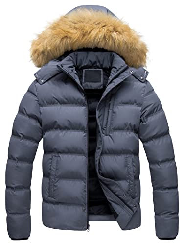 Pursky Bubble Jacket For Men Winter Coats Mens Puff Coat Men's Hooded Waterproof Puffer Warmth Insulated Parka Shiny White M