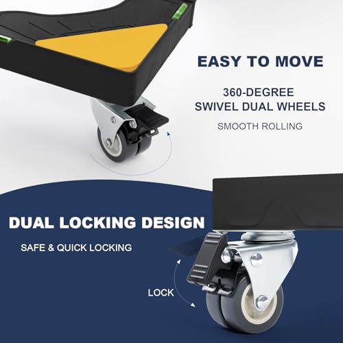 W B D WEIBIDA Mobile Roller with 4 Locking Wheels, Adjustable Furniture Dolly Mini Fridge Stand Appliance Dollys Cart Washer Pedestal for Portable Washing Machine, Dryer, Refrigerator