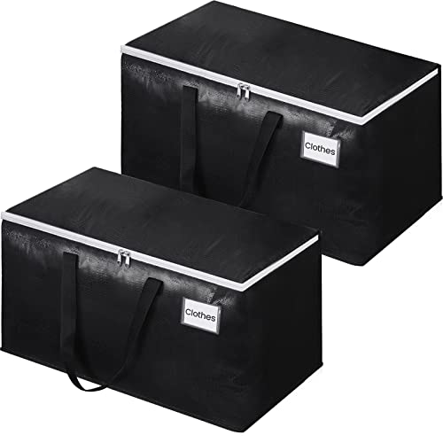 EpicTotes Extra Large Moving Boxes-Moving Bags with Zipper, Carrying Handles and Tag Pocket-Moving Supplies for Space Saving-Totes for Storage-for Moving, Storage, Camping and Travel 93L-2 Pack