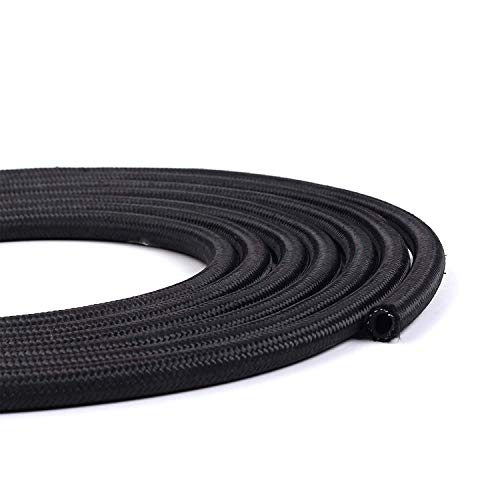 BLACKHORSE-RACING 10Ft 6 an AN6 Nylon and Stainless Steel Braidied Oil Gas Fuel Hose Fuel Line + 6pcs 6an Hose Fitting Kit Black