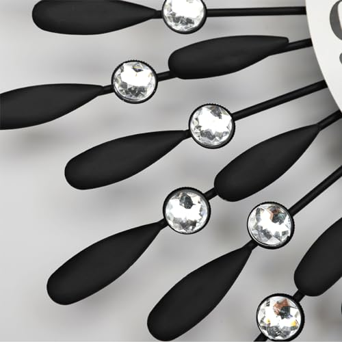YIJIDECOR Wall Clocks for Living Room Decor Large Wall Clocks Battery Operated Silent Non-Ticking for Bedroom Kitchen Office Home Decorative 14 Inches Small Round Metal Black Crystal Wall Watch Clock