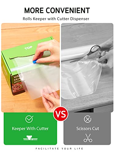 Syntus 6" x 100' Food Vacuum Seal Roll Keeper with Cutter Dispenser, Commercial Grade Vacuum Sealer Bag Rolls, BPA Free Food Vac Bags, Ideal for Storage, Meal Prep and Sous Vide