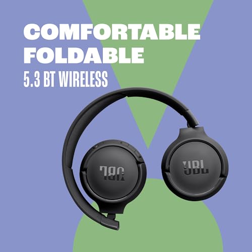 JBL Tune 520BT - Wireless On-Ear Headphones, Up to 57H battery life and speed charge, Lightweight, comfortable and foldable design, Hands-free calls with Voice Aware (Black)