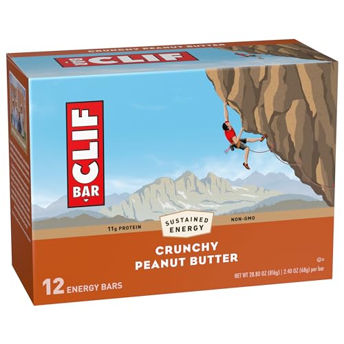 CLIF BAR - Crunchy Peanut Butter - Made with Organic Oats - 11g Protein - Non-GMO - Plant Based - Energy Bars - 2.4 oz. (12 Pack)