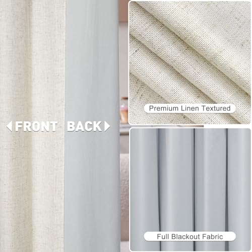 Red Thick 2-layer Linen Pinch Pleated Full Blackout Curtains for Bedroom - Two Pages Black Out Curtains 84 Inch Long 2 Panels Set for Living Room Darkening Thermal Window Curtains Drapes, 16 Hooks