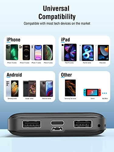 LOVELEDI Portable Charger,Power Bank, 15000mAh 2 USB Power Bank Output 5V3.1A Fast Charging Portable Charger Compatible with Smartphones and All USB Devices (Black)