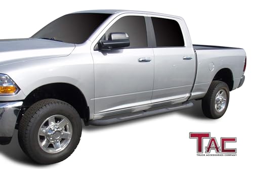 TAC Side Steps Running Boards Fit 2009-2018 RAM 1500 Crew Cab|2019-2024 RAM1500 Classic CrewCab|2010-2025 RAM 2500/3500/4500/5500 Crew Cab Truck Pickup 3” Texture Black Nerf Bars 2Pcs