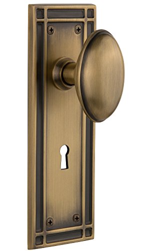 Nostalgic Warehouse Mission Plate with Keyhole Homestead Knob, Mortise - 2.25", Antique Brass