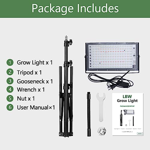 LBW Stand Grow Lights for Indoor Plants, Full Spectrum 96 LEDs Plant Grow Light, Upgraded Floor Grow Lamp with Adjustable Tripod Stand 21-68in, On/Off Switch,Ideal for Tall Large Houseplant Growing