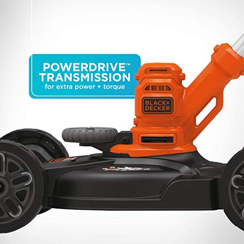 BLACK+DECKER 3-in-1 Corded Lawn Mower, String Trimmer & Edger, 12-Inch (BESTA512CM)