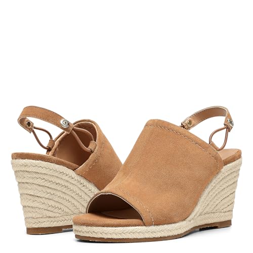 NYDJ Women's CAI Espadrille Wedge Sandal, Suede Blue Bell, 10