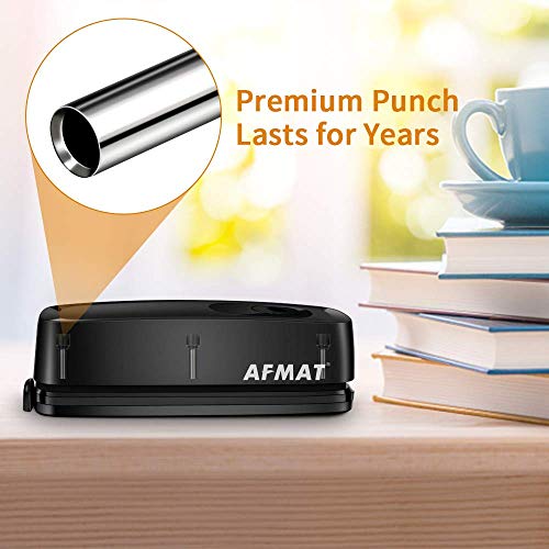 3 Hole Punch, AFMAT Electric Three Hole Punch Heavy Duty, 20-Sheet Punch Capacity, AC or Battery Operated Paper Punch, Effortless Punching, Long Lasting Paper Puncher for Office School Studio, Black