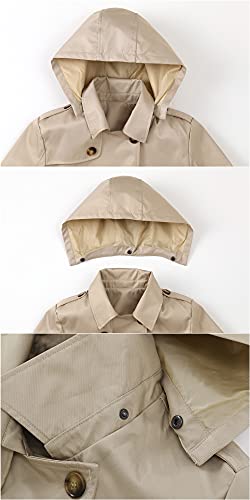 Chrisuno Trench Coat Women Women's Trenchcoat Double Breasted Water Resistant Classic Peacoat with Belt Black Padding Lined S