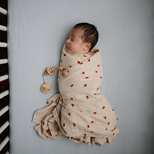 mushie Extra Soft Muslin Fitted Crib Sheet | 192 Thread Count | 28"x 52" (Green Paisley)