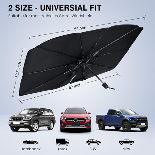 Windshield Sun Shade - Car Sun Shade Windshield, Reflector Sunshade Offers Ultimate Protection for Car Interior (55x31.5 inches)