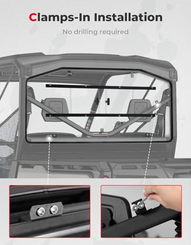 KEMIMOTO UTV Rear Windshield, Back Wind Screen Back Window with Sliding Panel Compatible with Can-Am Defender HD 5/ 8 /10 / MAX 2016 2017 2018 2019 2020 2021 2022 2023 2024