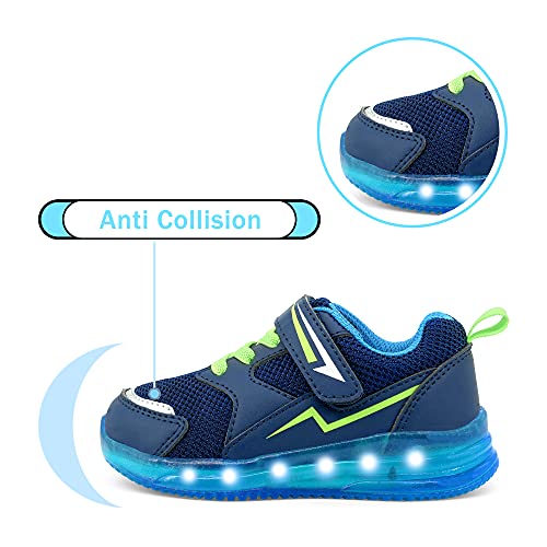 YESKIS Light Up Shoes for Girls Tennis Shoes LED Flashing Lightweight Breathable Mesh Durable Running Walking Sneakers for Toddler Beige Size 8