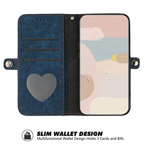 Mavis's Diary Flip Cover Compatible with Samsung Galaxy S23 Ultra 5G Case Wallet, Double Color PU Leather Folio Magnetic Case with Card Holder Lanyard, Full Body Protection Phone Case (Blue)