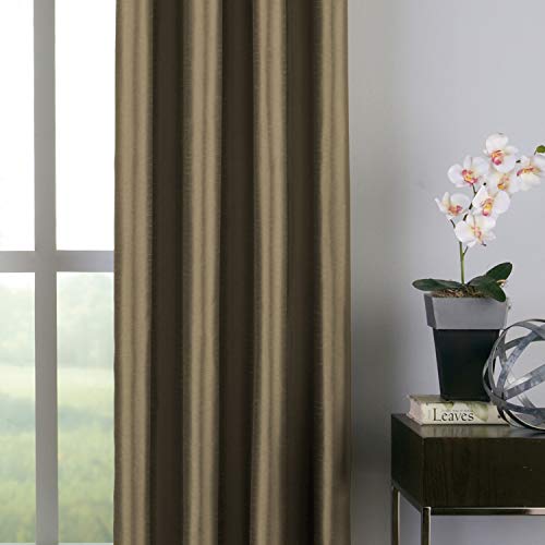 Curtainworks Malta Faux Silk Grommet Curtain Panel, 50 by 84", Bronze