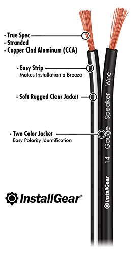 InstallGear 14 Gauge AWG 30ft Black Speaker Wire Cable - Great Use for Car Speakers Stereos, Home Theater Speakers, Surround Sound, Radio