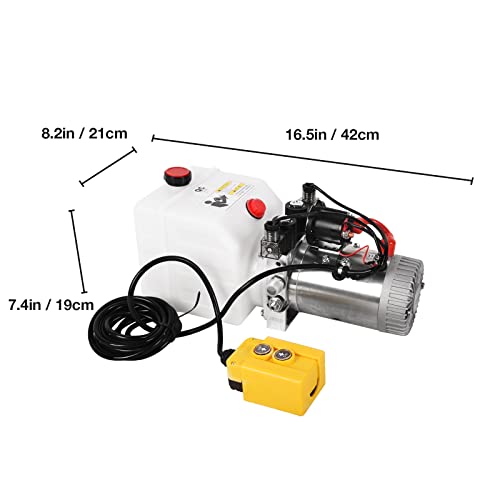 LFGUD Hydraulic Power Unit, 3 Quart Hydraulic Pump Double Acting Dump Trailer Pump 12V DC Plastic Reservoir Hydraulic Pump for Dump Trailer Car Lifting Platforms