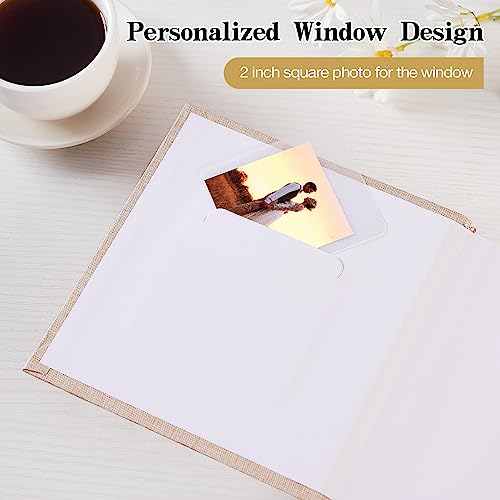 Mublalbum Small 4x6 Photo Album Linen Cover with Memo Areas Photobook Pictures Book Holds Vertical Pockets for Wedding Family Baby and Vacation (Beige)