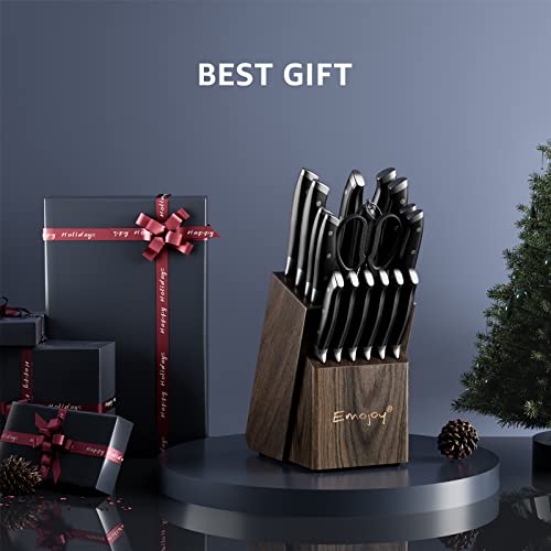 Knife Set, Emojoy Kitchen Knife Set with Block Wooden