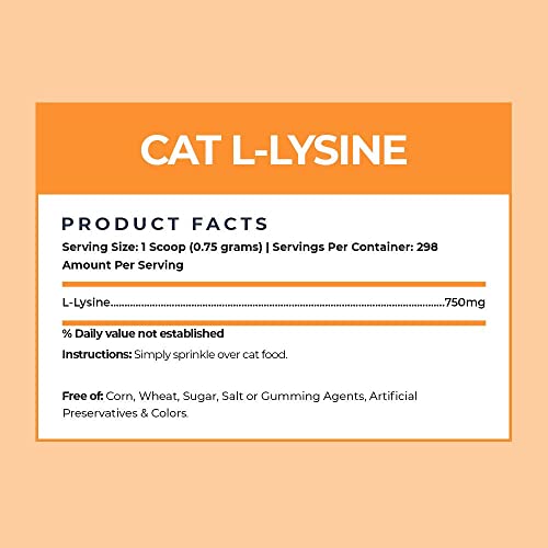 Alpha Paw - Human Grade for Pets - Cat Lysine Supplement - Extra Servings 5-10 Month Supply - Natural Lysine (8 Ounces/227 Grams)