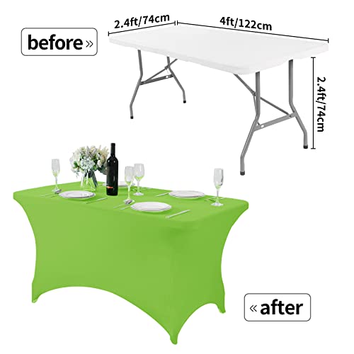 Hezuzo Spandex Table Cover for 6Ft Table Universal Fitted Stretch Tablecloth for Party, Banquet, Wedding and Events-Ivory