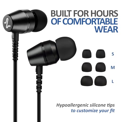 LUDOS OMNITONE Wired Earbuds in-Ear Headphones, 5 Year Warranty, Earphones with Microphone, 3.5 mm Jack Corded Ear Buds, Videoconference for iPhone, Samsung, Computer, Laptop, Kids, School Students