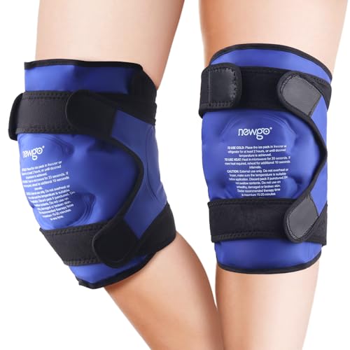 NEWGO Ice Pack for Knee Replacement Surgery, Reusable Gel Cold Pack Wrap Around Entire Knee for Knee Injuries, Pain Relief, Swelling, Bruises (2Pack Blue)