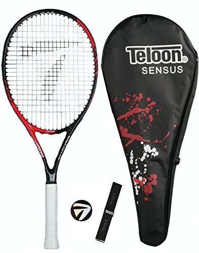Teloon Sensus Series | Triple Shock Absorption | Adult Tennis Racquet, Women Tennis Racket Includes Bag Cover, Shock Absorber, Tennis Grip (Flame Red)