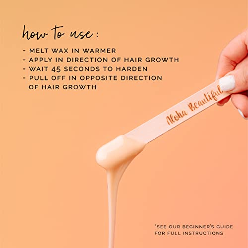 KoluaWax Hard Wax Beads for Hair Removal – Coarse Hair Formula – Face, Brazilian, Underarms, Back Chest, Bikini Waxing – Coconut Colada, 1lb Refill for Wax Warmers & 10 Large Applicator Sticks